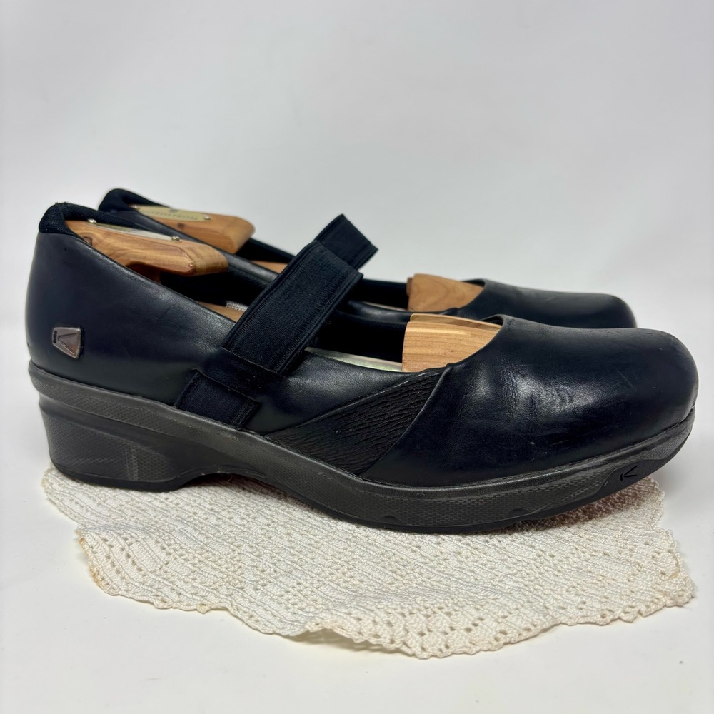 KEEN Mora Mary Jane’s Black Leather Slip-On Shoes Casual Comfort Women's 10.5